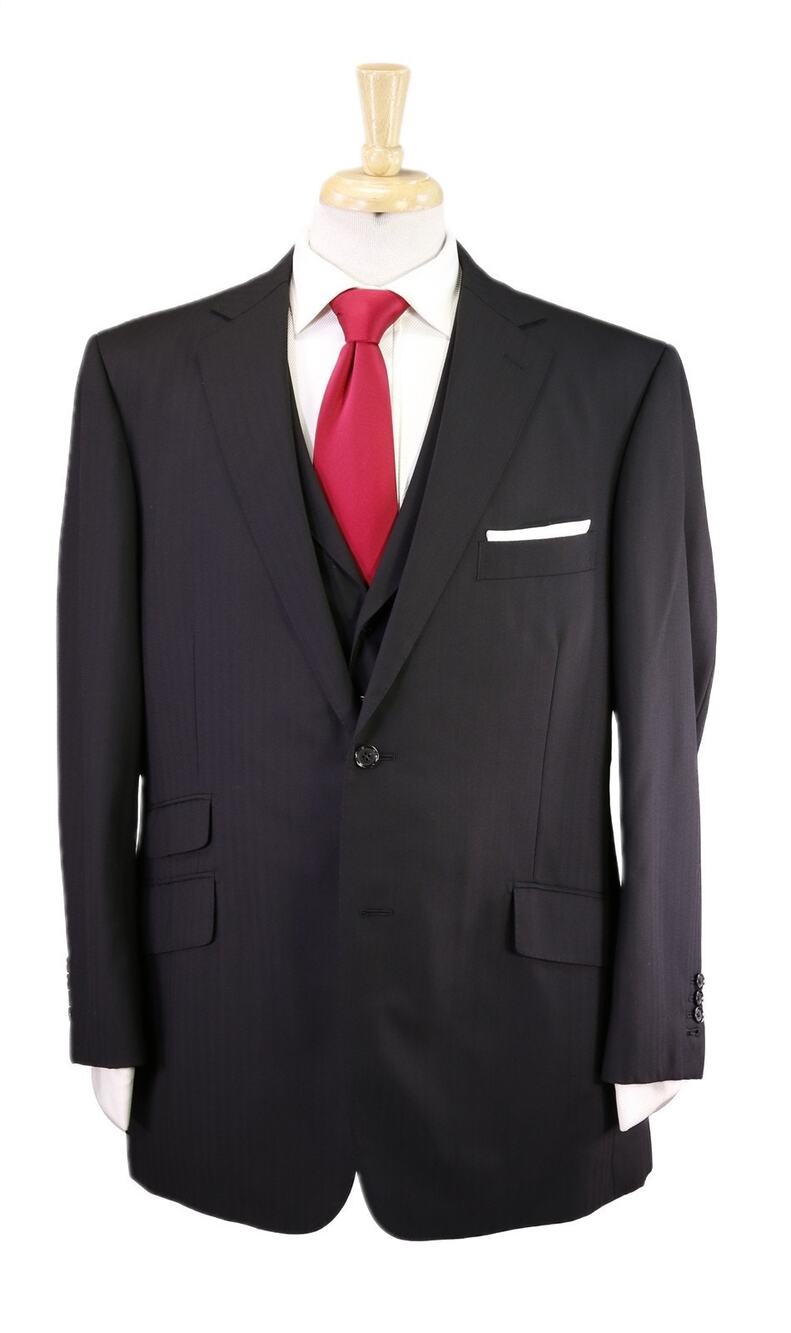 Paul Stuart x Loro Piana Black Tonestripe 3-Piece Wool Suit 46R
